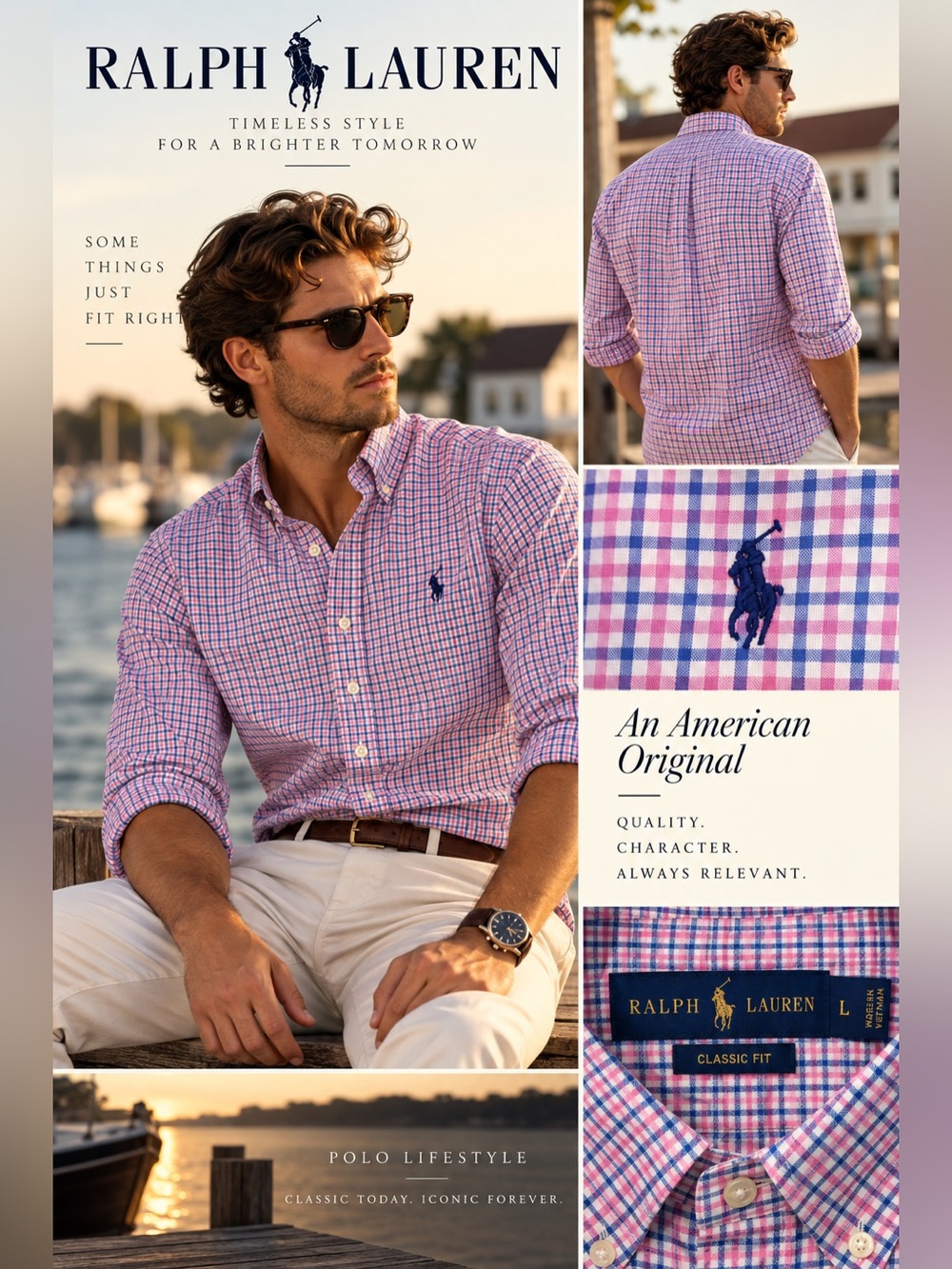 Ralph Lauren Classic Fit Men's Pink and Blue Check Button-Down Shirt size Large